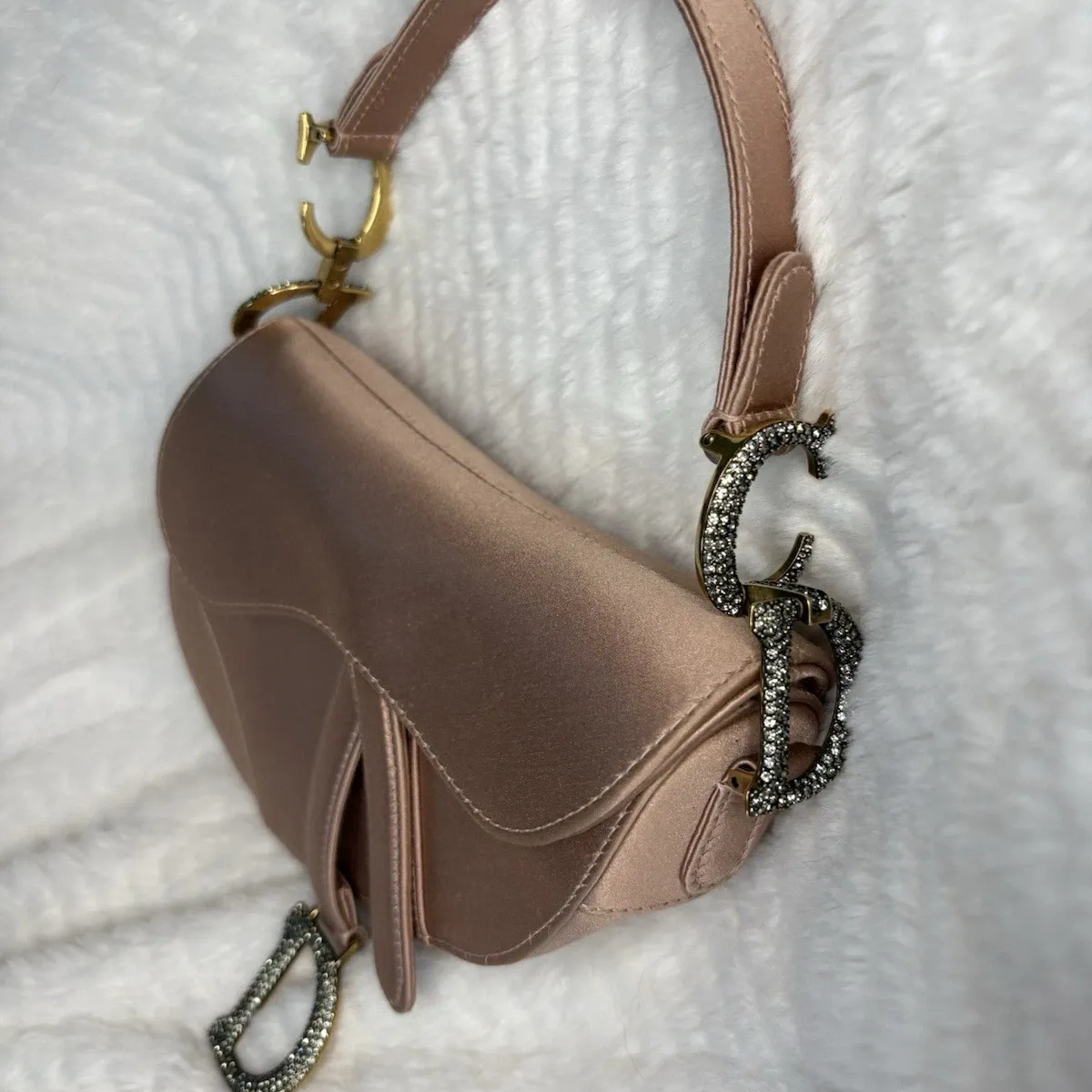Dior – Mini Saddle Tas in Blush Satijn