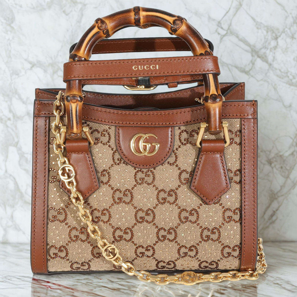 Gucci – Diana Small Tote Bag met Kristallen