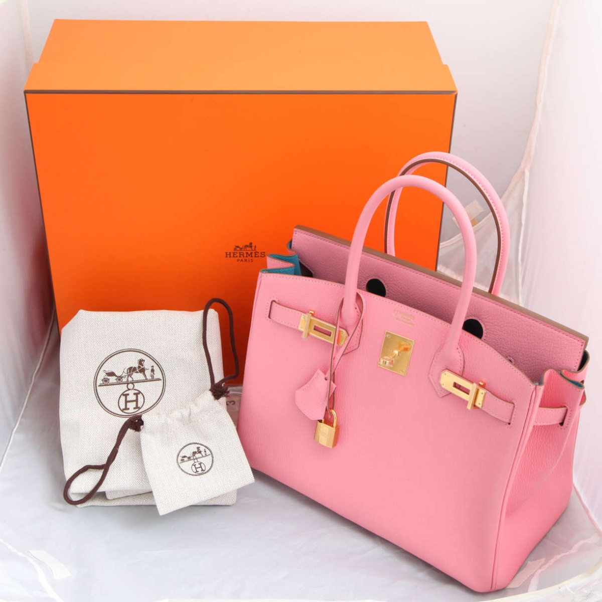 Hermès – Birkin 25-tas in roze met goudkleurige hardware