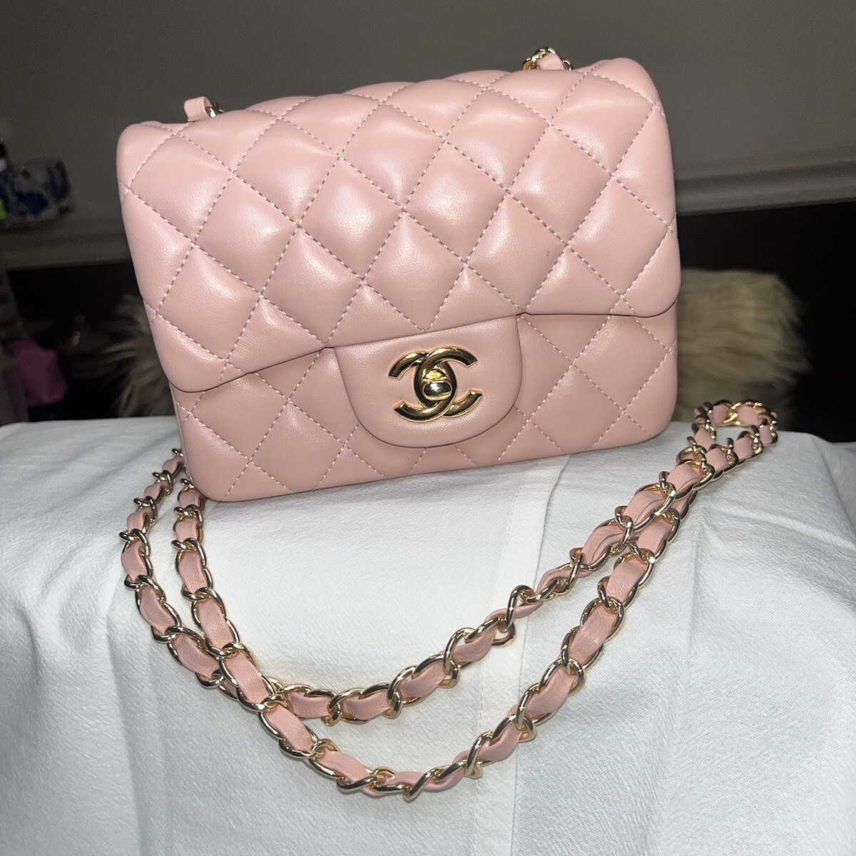 Chanel Mini Flap Roze & Slingback Tweed Set