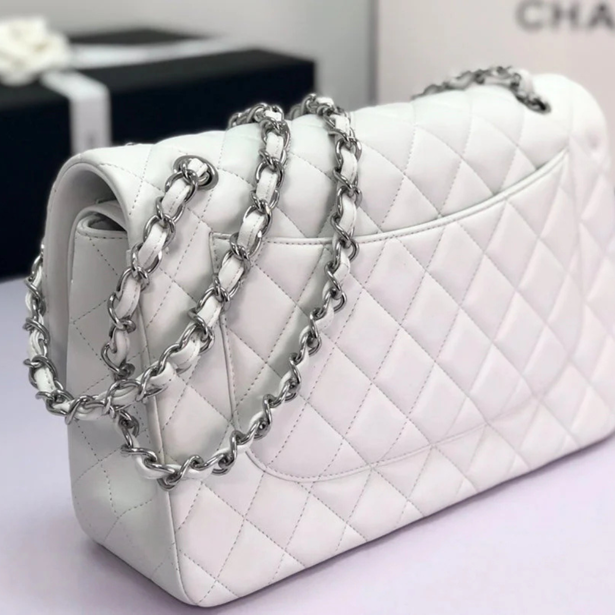 Chanel Classic Single Flap Tas – Off White