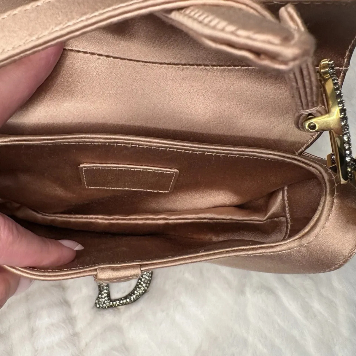 Dior – Mini Saddle Tas in Blush Satijn