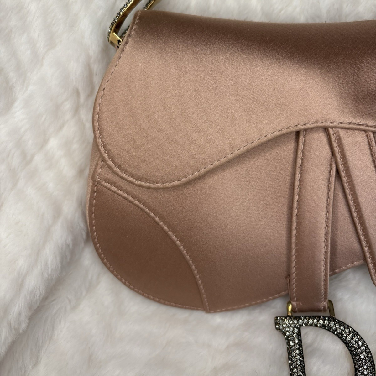 Dior – Mini Saddle Tas in Blush Satijn