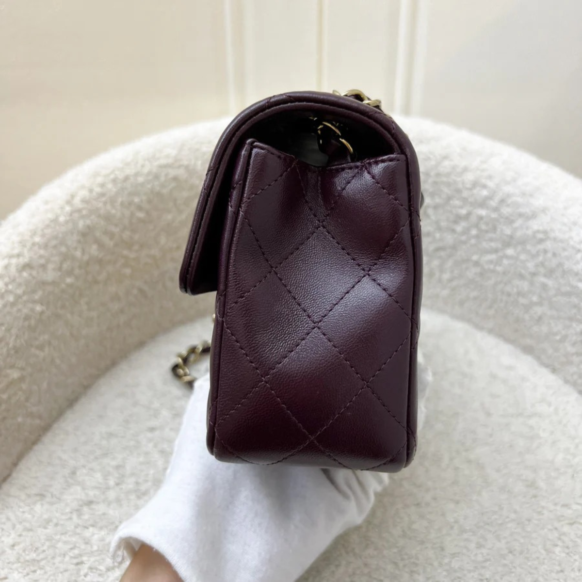 Chanel Mini Single Flap Tas – Wine