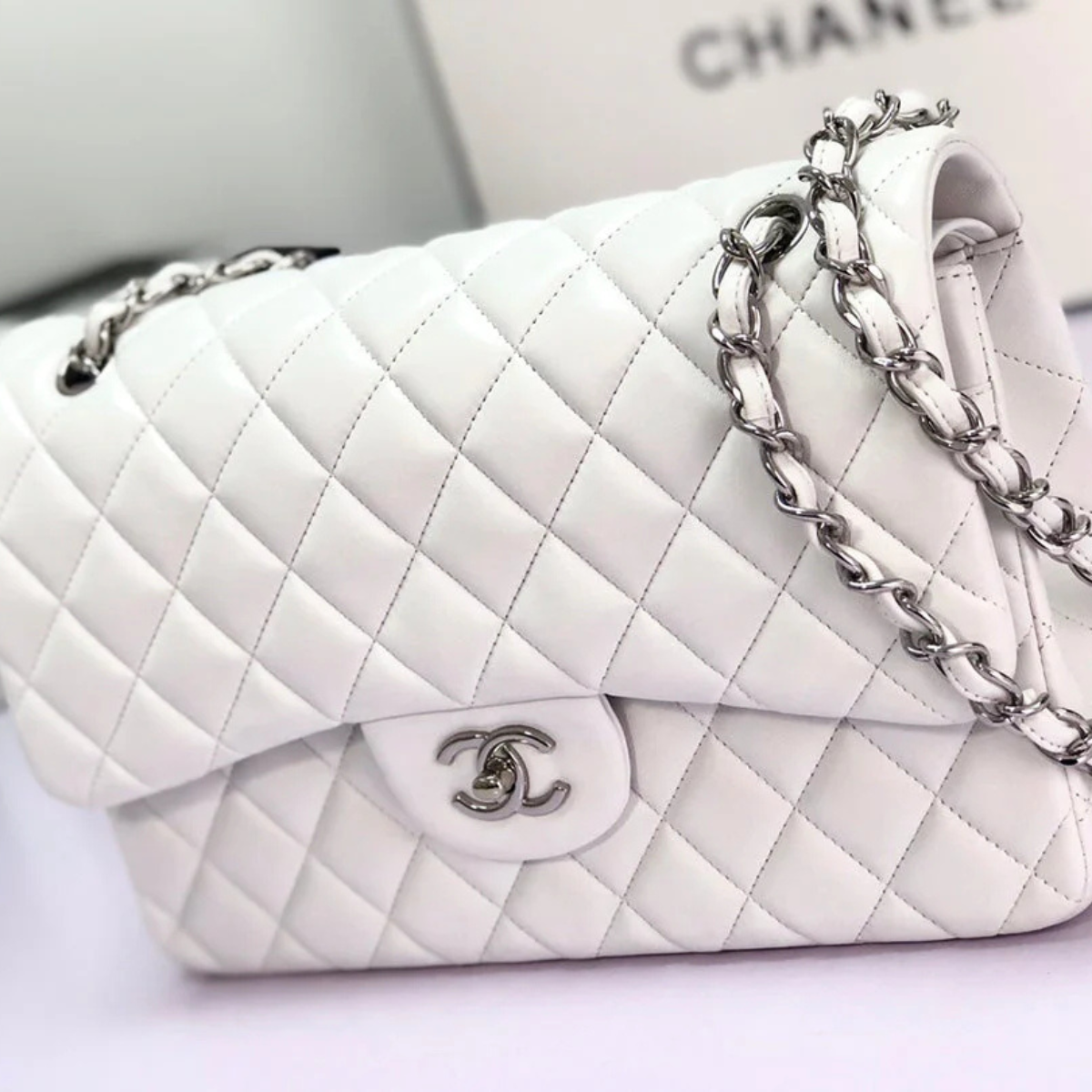 Chanel Classic Single Flap Tas – Off White
