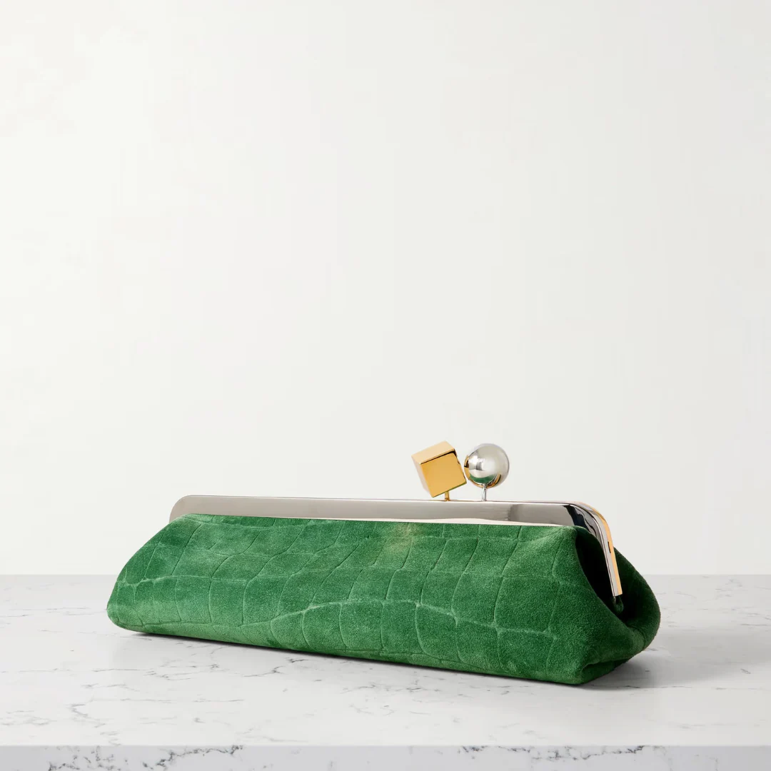 Jacquemus – Le Salon Suède Clutch met krokodillenreliëf
