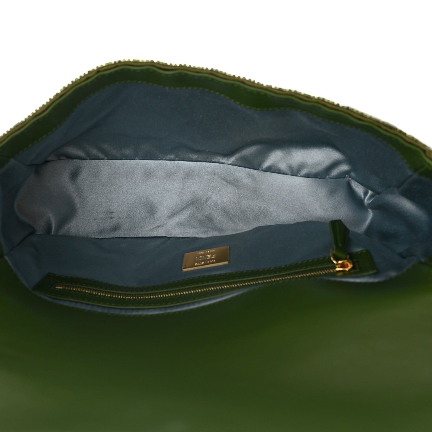 Fendi – Baguette Tas in Groen Leer met Pailletten