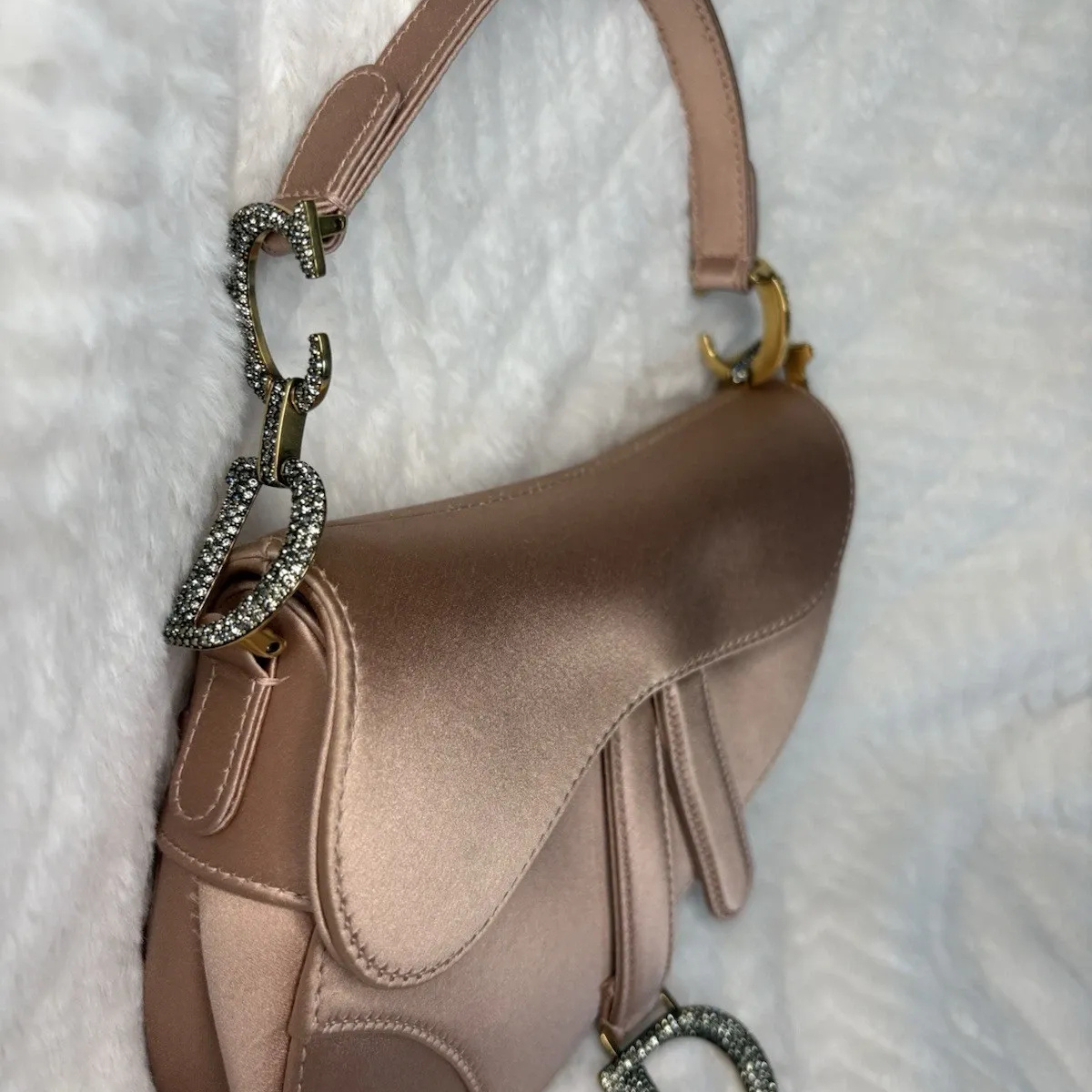 Dior – Mini Saddle Tas in Blush Satijn