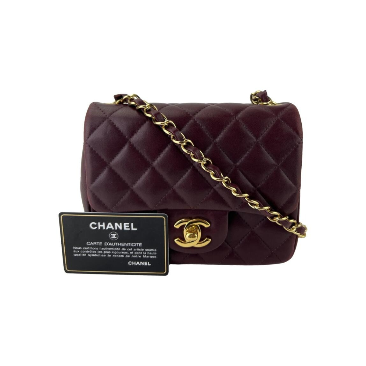Chanel Mini Single Flap Tas – Wine