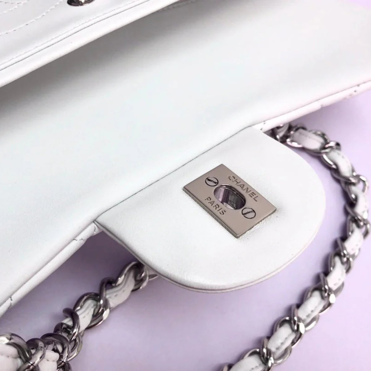 Chanel Classic Single Flap Tas – Off White