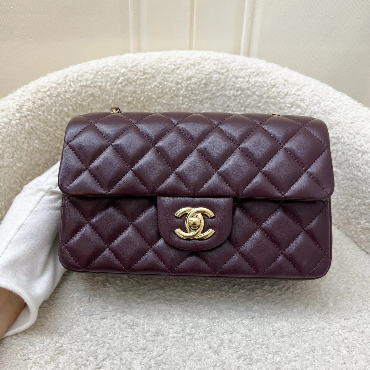 Chanel Mini Single Flap Tas – Wine