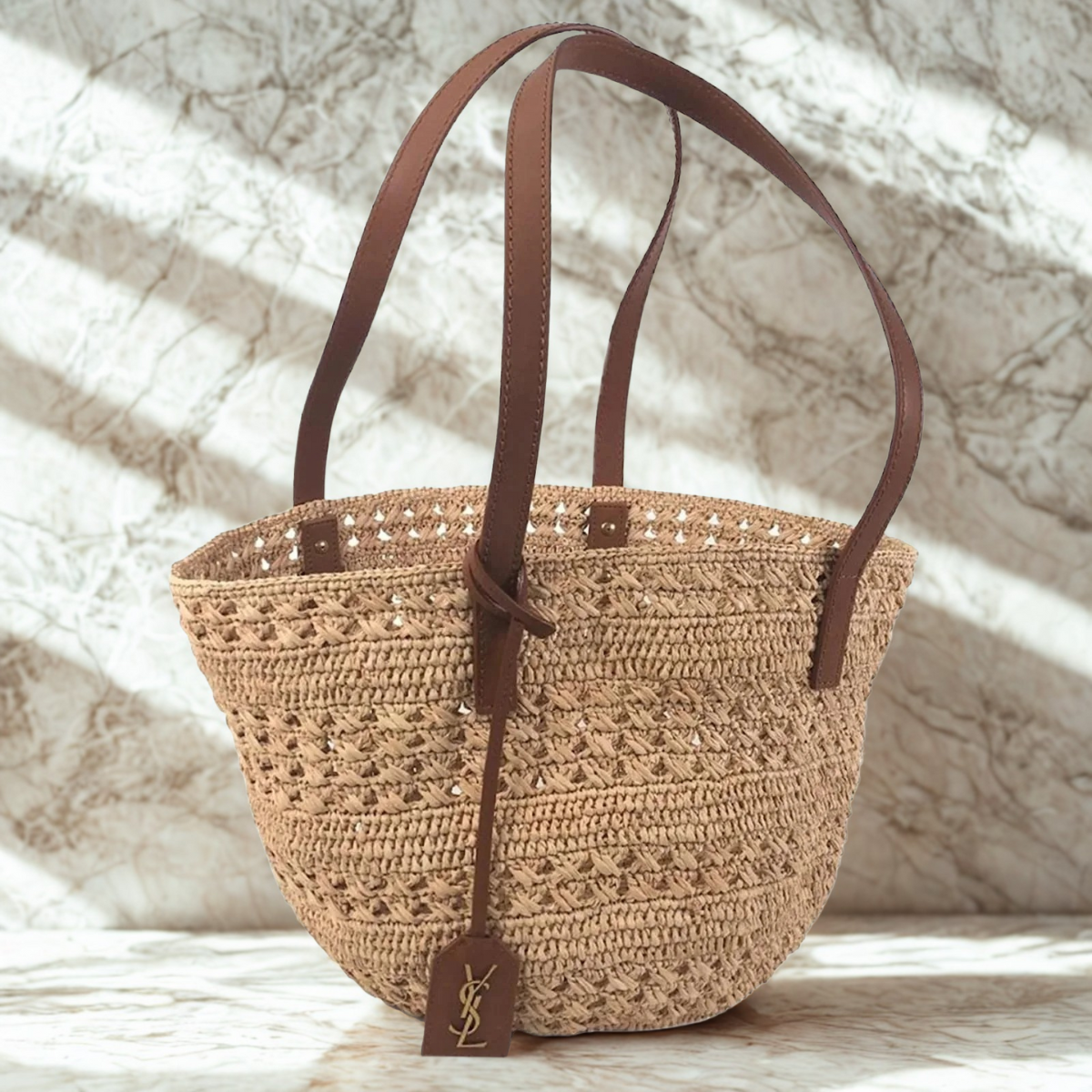 Yves Saint Laurent – Panier-tas van raffia