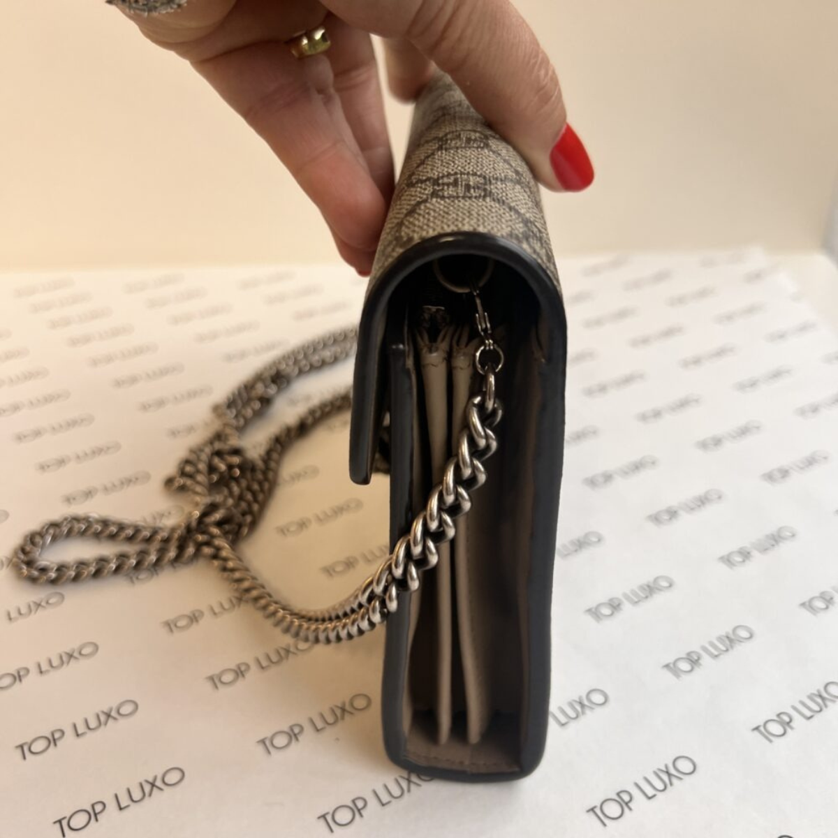 Gucci – Dionysus Mini Bag & Angelina Flat Sandal Set – Beige Monogram