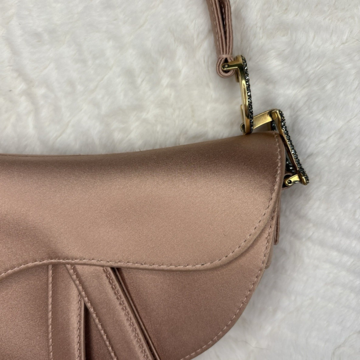 Dior – Mini Saddle Tas in Blush Satijn