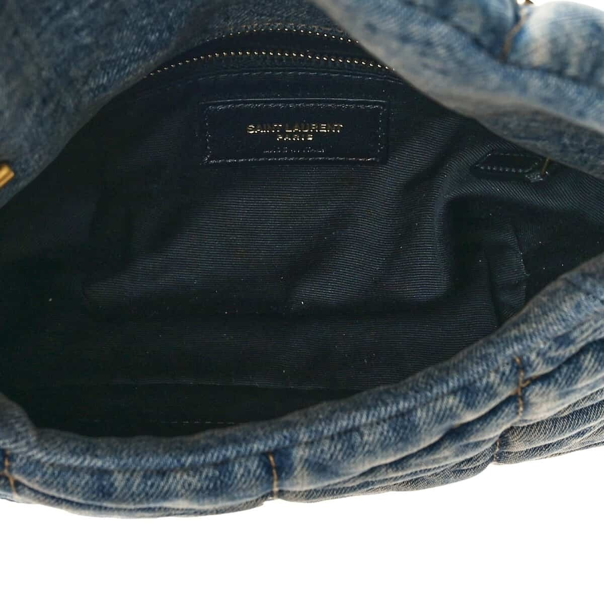 Saint Laurent – Loulou Puffer-tas in gewatteerde vintage denim