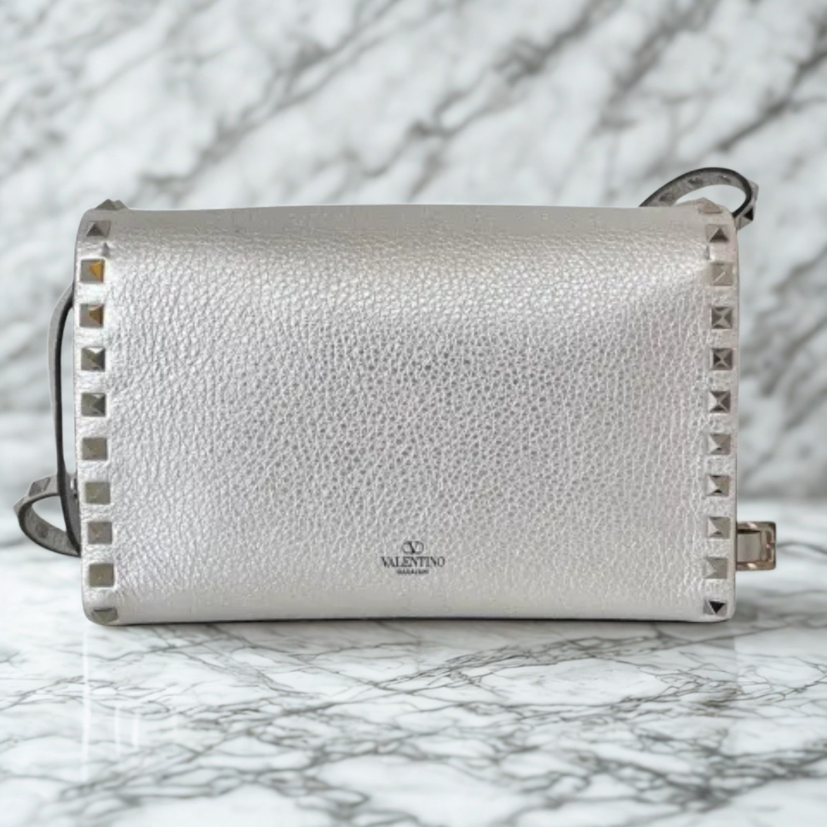 Valentino – Rockstud Silver-set: tas & pumps