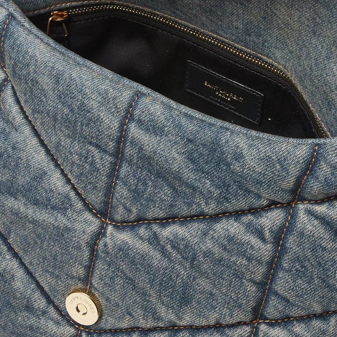Saint Laurent – Loulou Puffer-tas in gewatteerde vintage denim