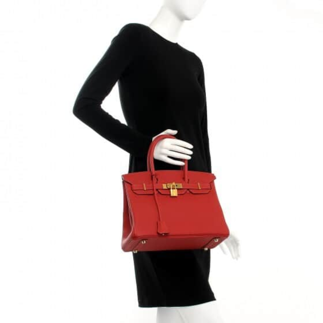 Hermès – Birkin 30-tas in rood met goudkleurige hardware