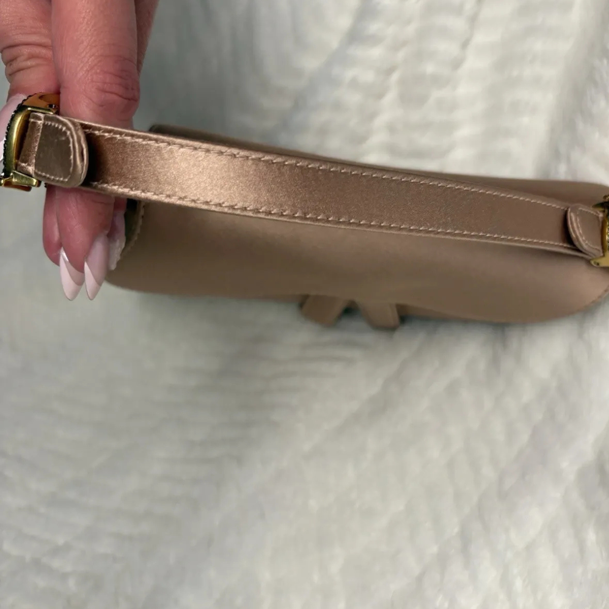 Dior – Mini Saddle Tas in Blush Satijn