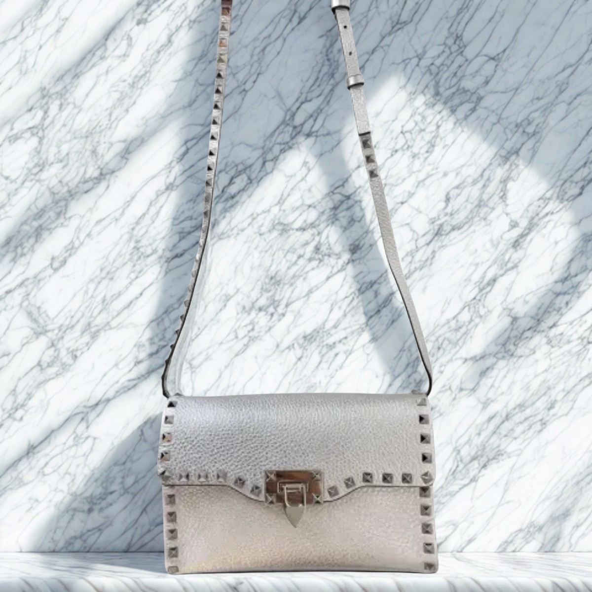 Valentino – Rockstud Silver-set: tas & pumps