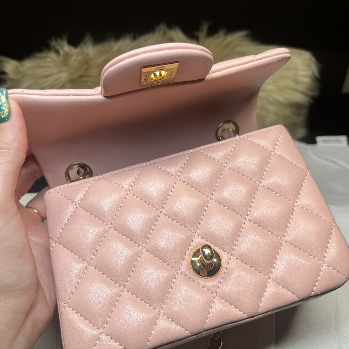 Chanel Mini Flap Roze & Slingback Tweed Set