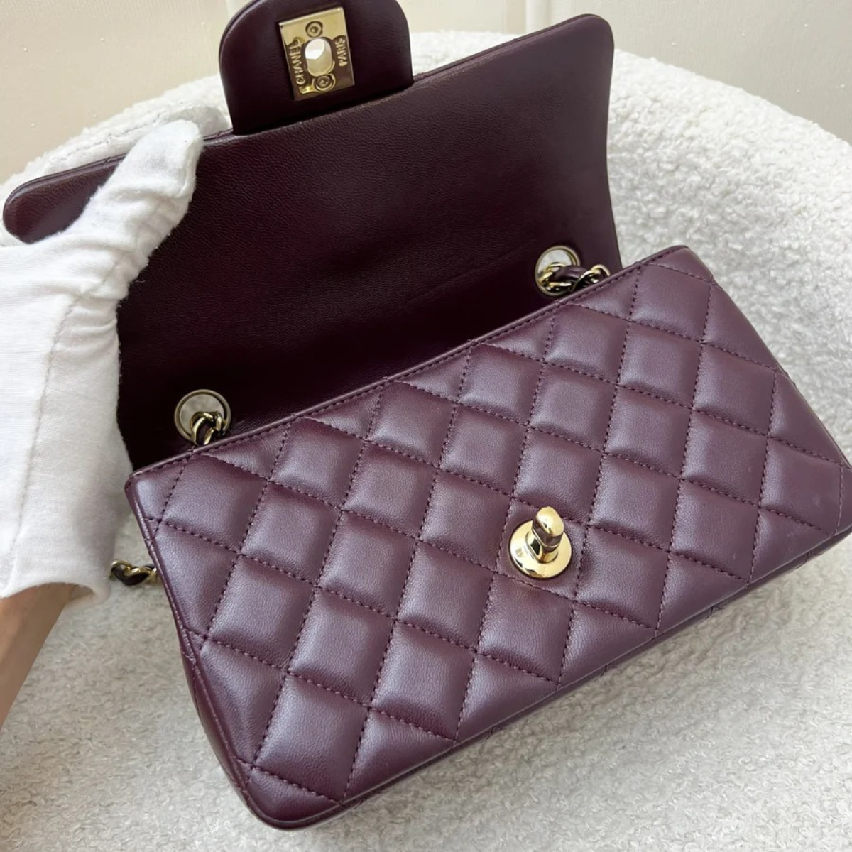 Chanel Mini Single Flap Tas – Wine