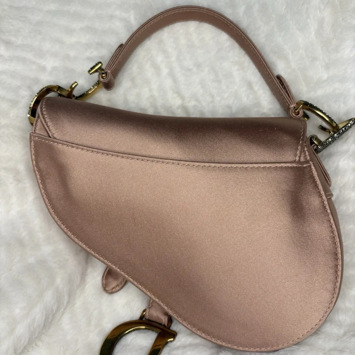 Dior – Mini Saddle Tas in Blush Satijn