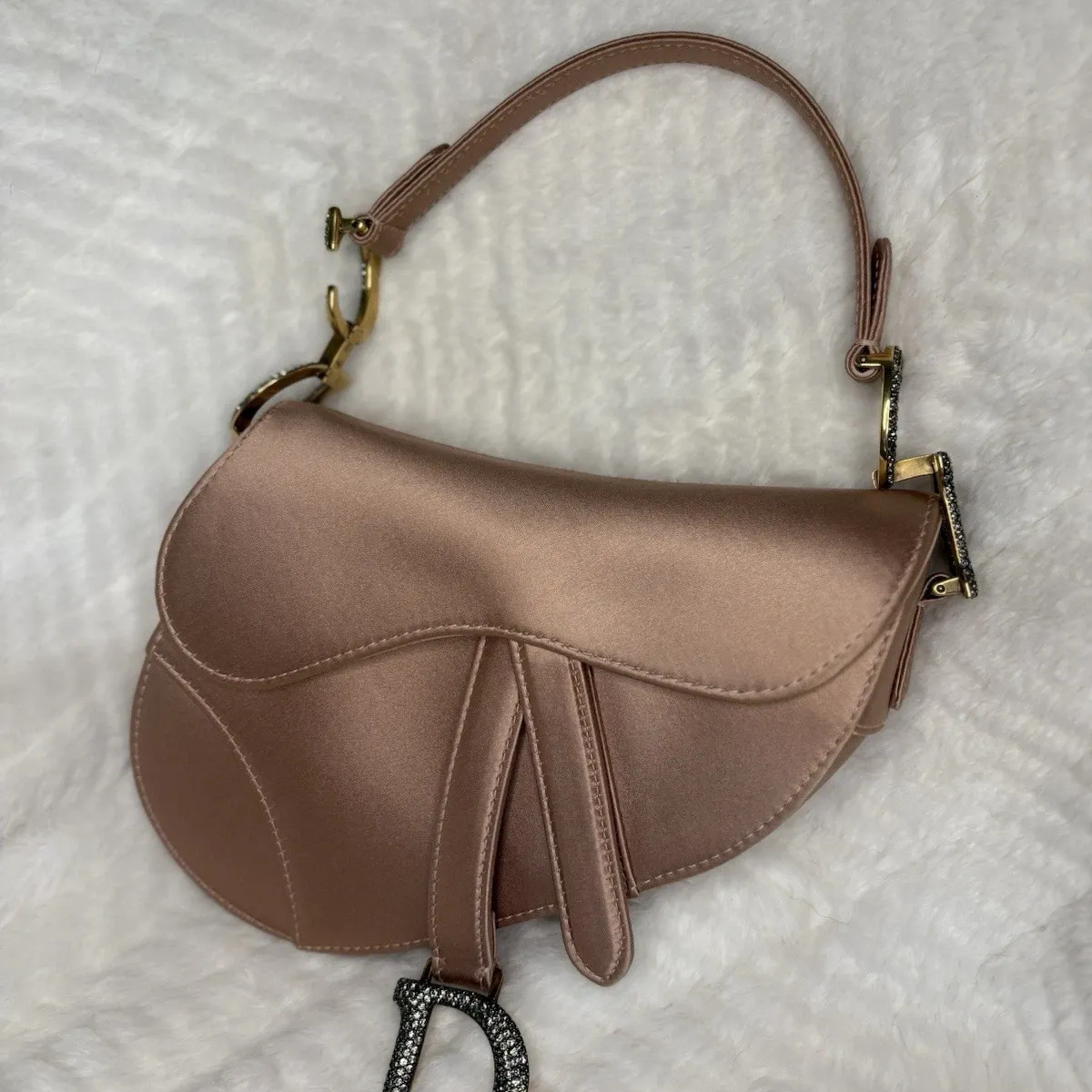 Dior – Mini Saddle Tas in Blush Satijn