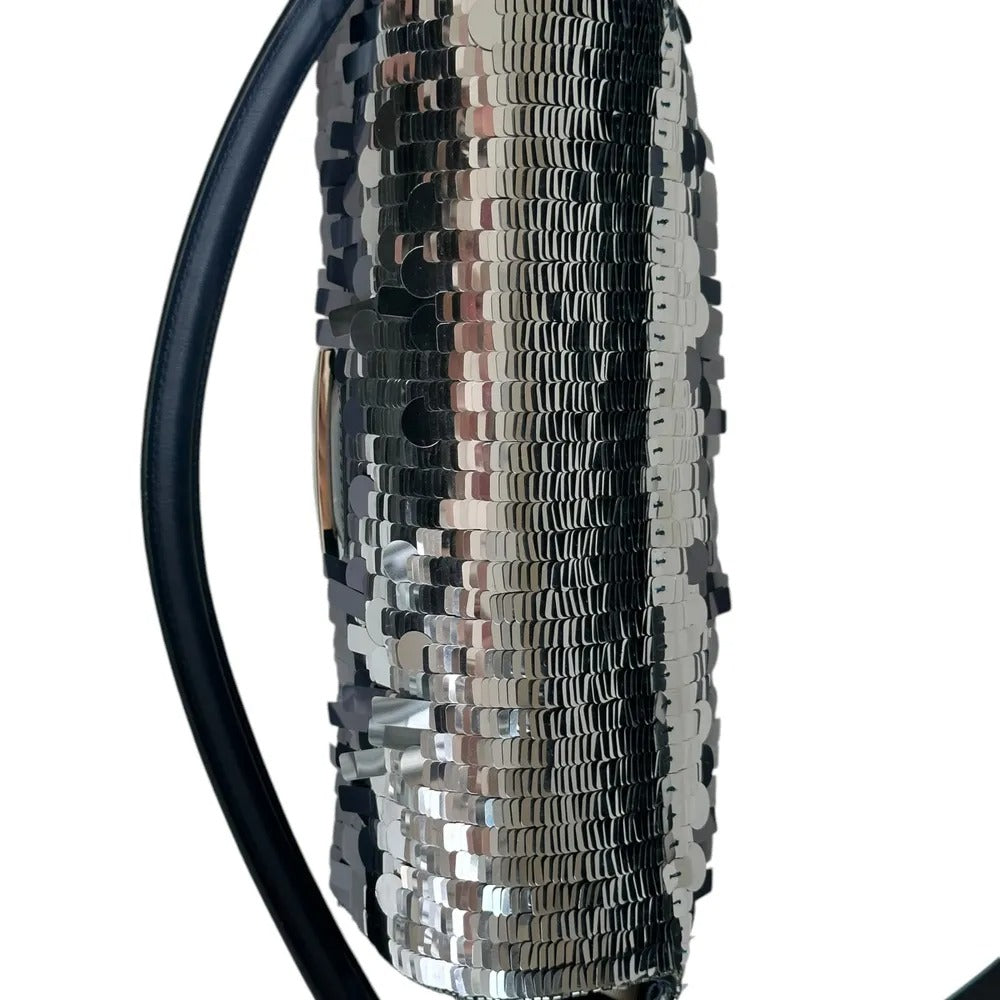 Fendi – Baguette Tas in Blauw Leer met Pailletten